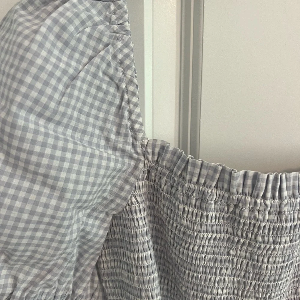 J. Crew Squareneck Smocked Top blue gingham - Picture 3 of 4